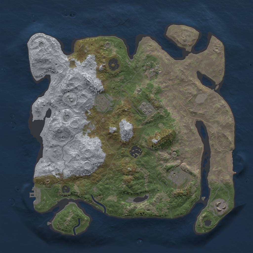 Rust Map: Procedural Map, Size: 3200, Seed: 24567, 13 Monuments