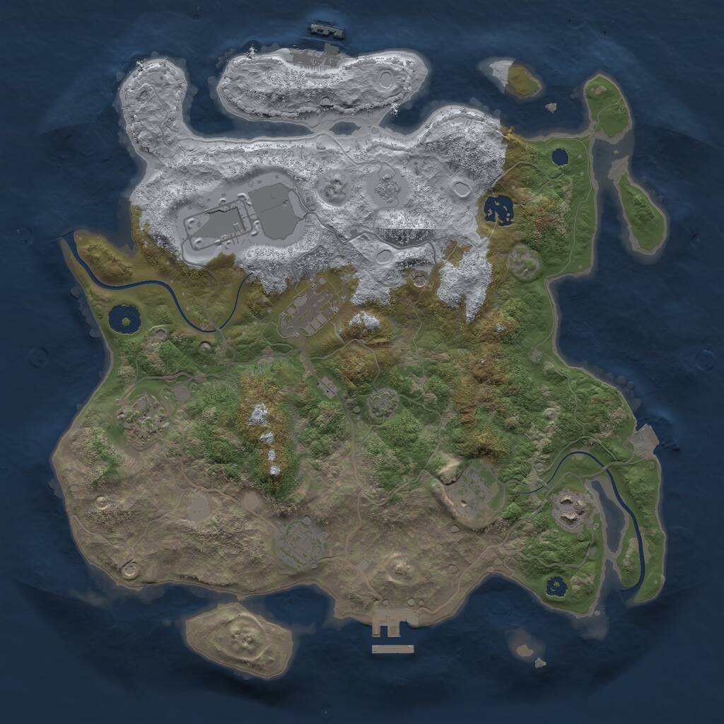Rust Map: Procedural Map, Size: 3500, Seed: 1353812965, 13 Monuments