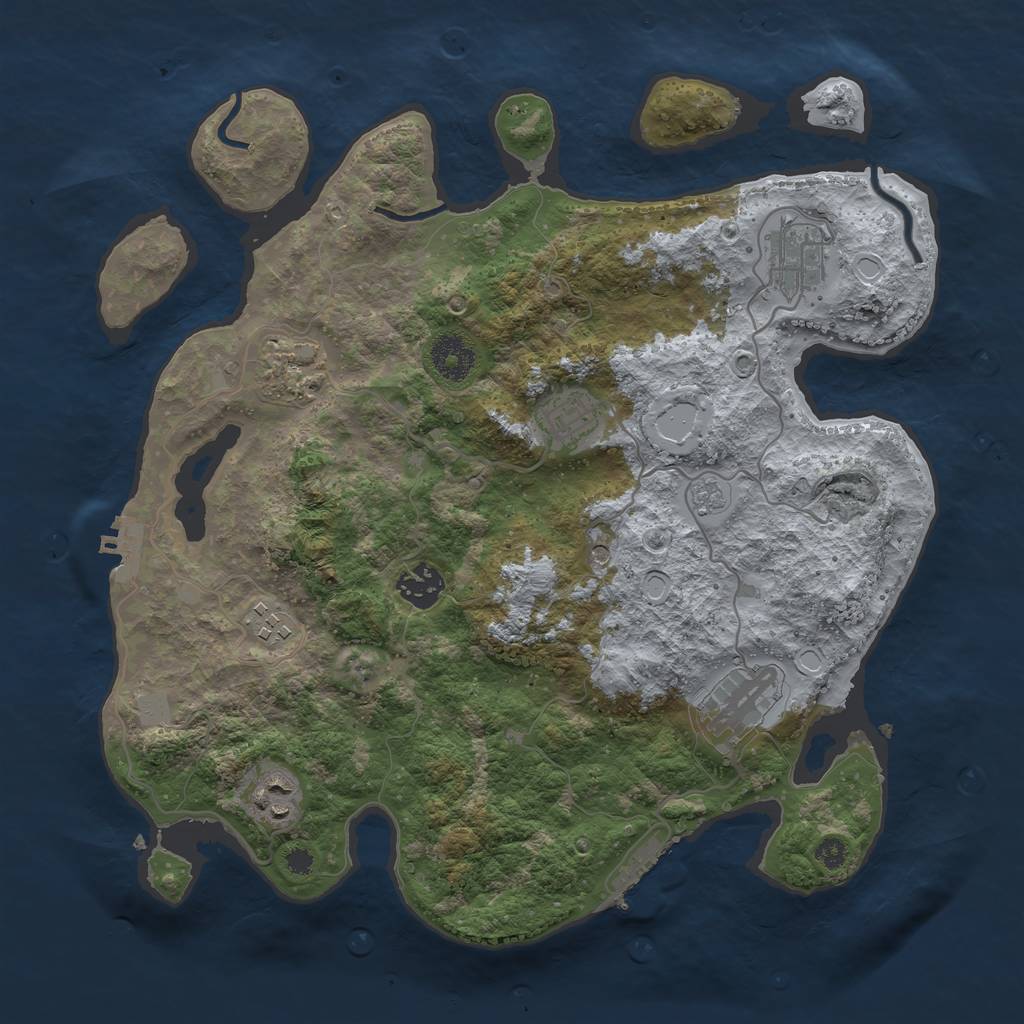 Rust Map: Procedural Map, Size: 3450, Seed: 19820318, 14 Monuments