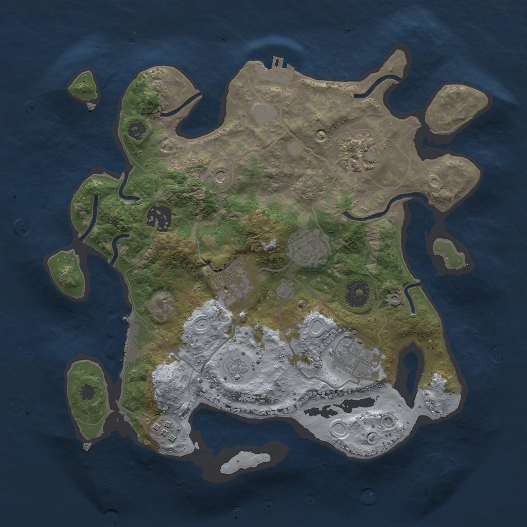 Rust Map: Procedural Map, Size: 3000, Seed: 216351307, 13 Monuments