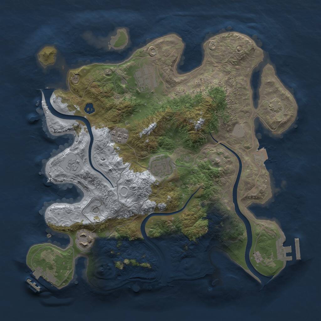 Rust Map: Procedural Map, Size: 3000, Seed: 9049, 10 Monuments