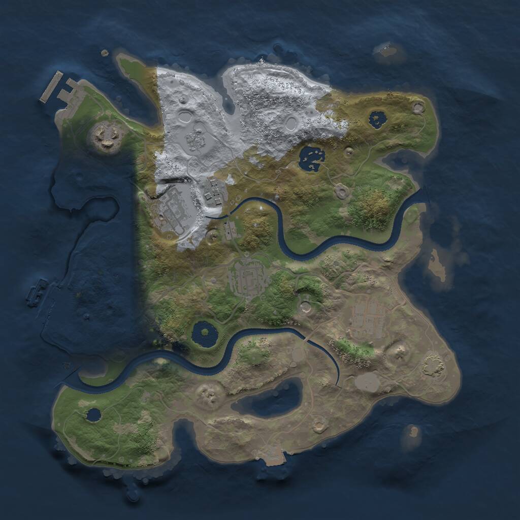Rust Map: Procedural Map, Size: 3000, Seed: 3973, 12 Monuments