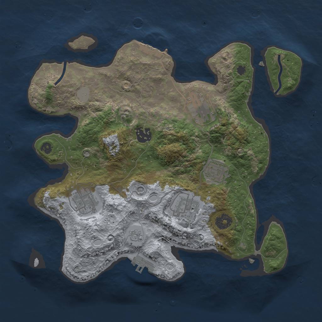 Rust Map: Procedural Map, Size: 3000, Seed: 1623337, 12 Monuments