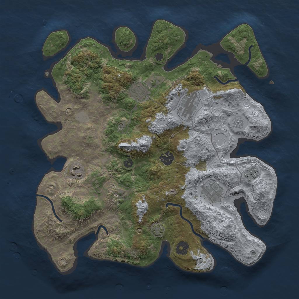 Rust Map: Procedural Map, Size: 3300, Seed: 87875831, 13 Monuments