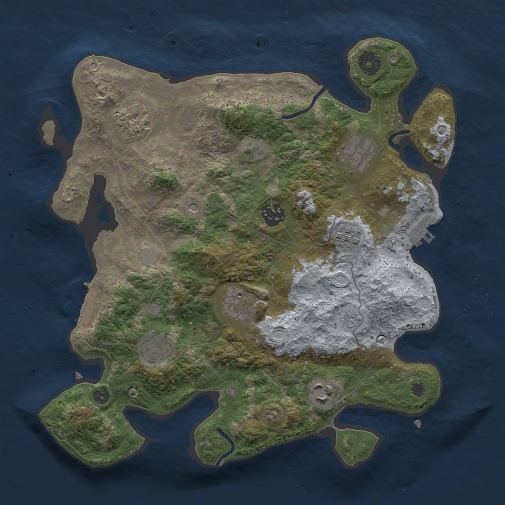 Rust Map: Procedural Map, Size: 3250, Seed: 424289726, 14 Monuments