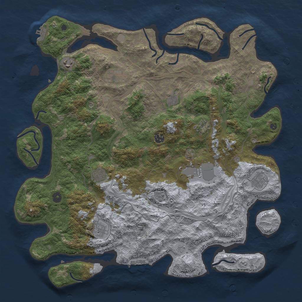 Rust Map: Procedural Map, Size: 4500, Seed: 932490221, 17 Monuments