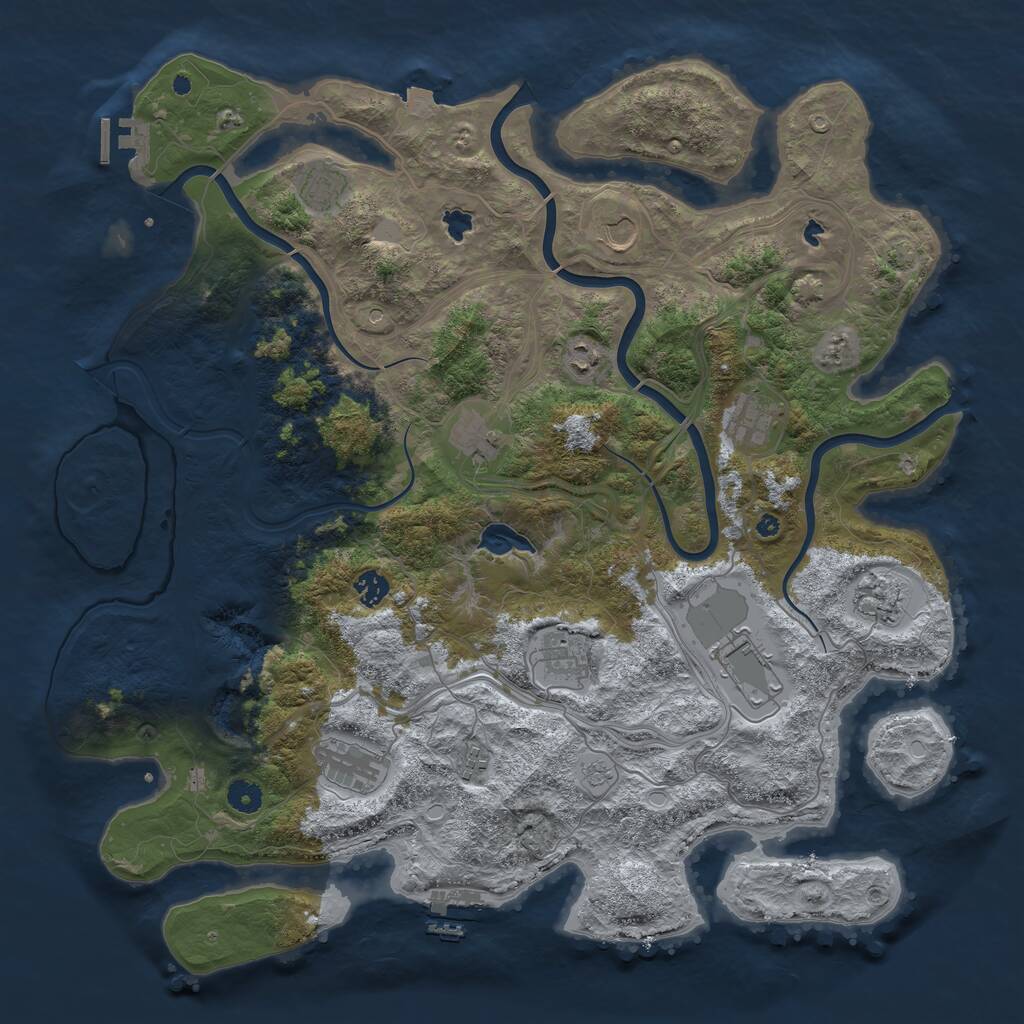 Rust Map: Procedural Map, Size: 4500, Seed: 932490221, 17 Monuments