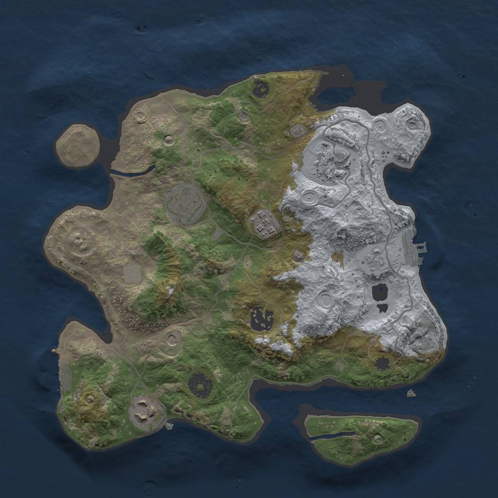 Rust Map: Procedural Map, Size: 3000, Seed: 1945271184, 12 Monuments