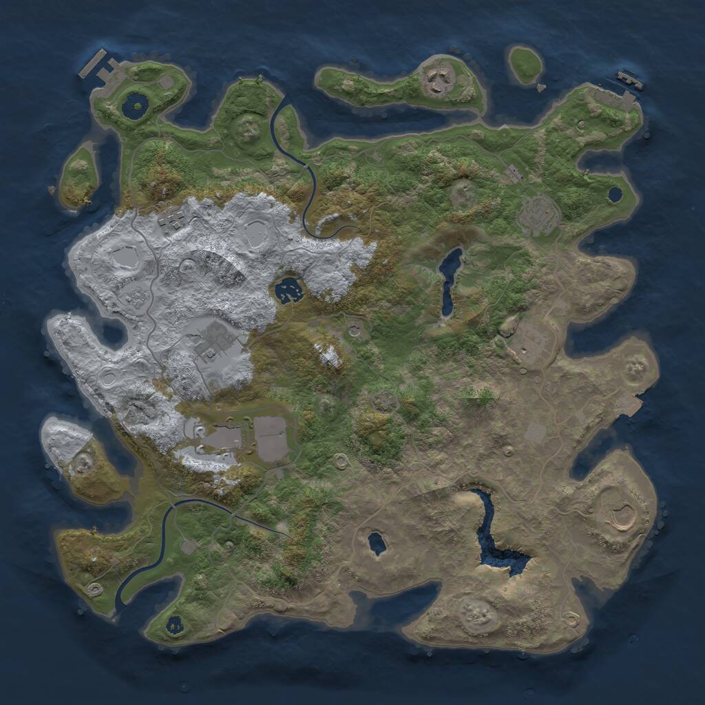 Rust Map: Procedural Map, Size: 4000, Seed: 79542190, 14 Monuments
