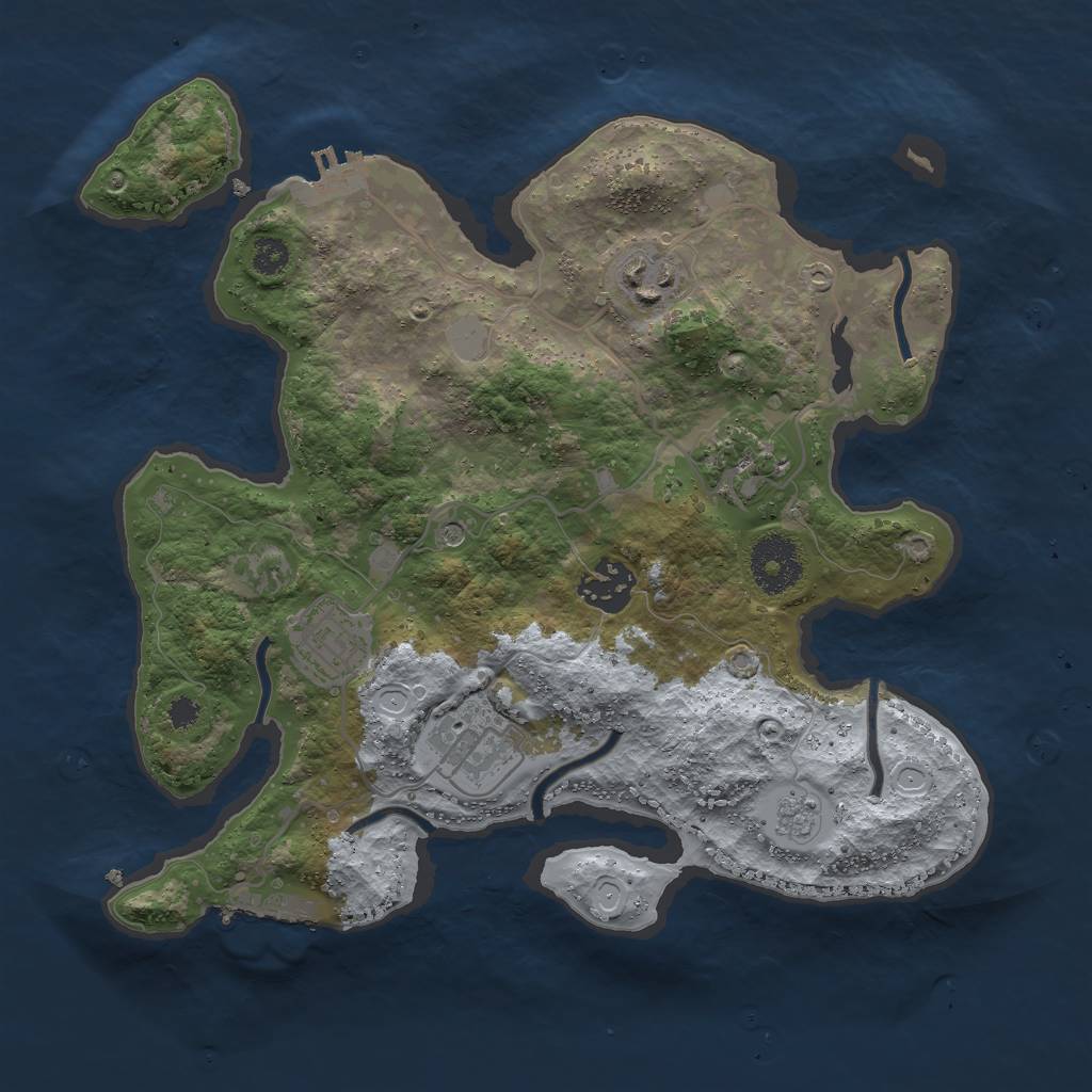 Rust Map: Procedural Map, Size: 3000, Seed: 25530, 12 Monuments