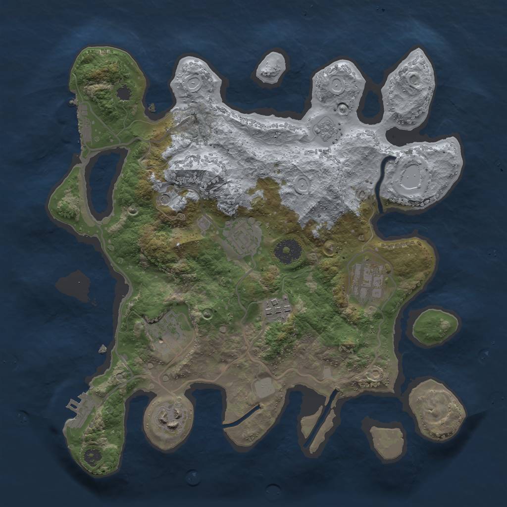 Rust Map: Procedural Map, Size: 3000, Seed: 28301, 12 Monuments
