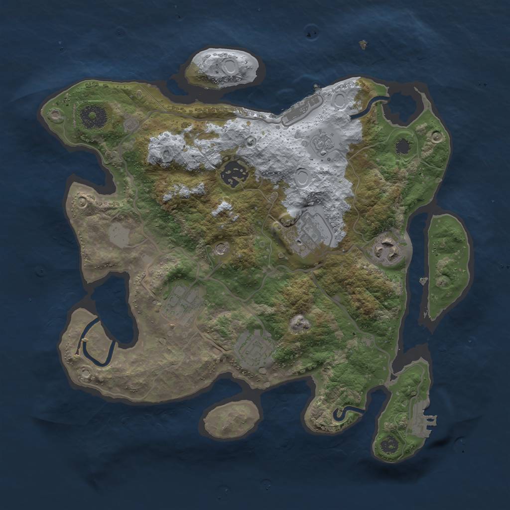 Rust Map: Procedural Map, Size: 3000, Seed: 28009, 12 Monuments