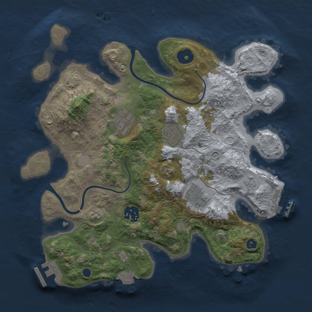 Rust Map: Procedural Map, Size: 3000, Seed: 6562, 10 Monuments
