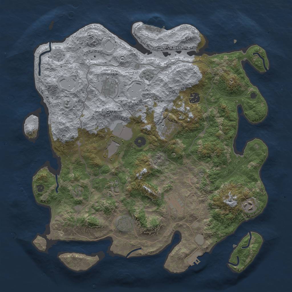 Rust Map: Procedural Map, Size: 4000, Seed: 54731, 16 Monuments