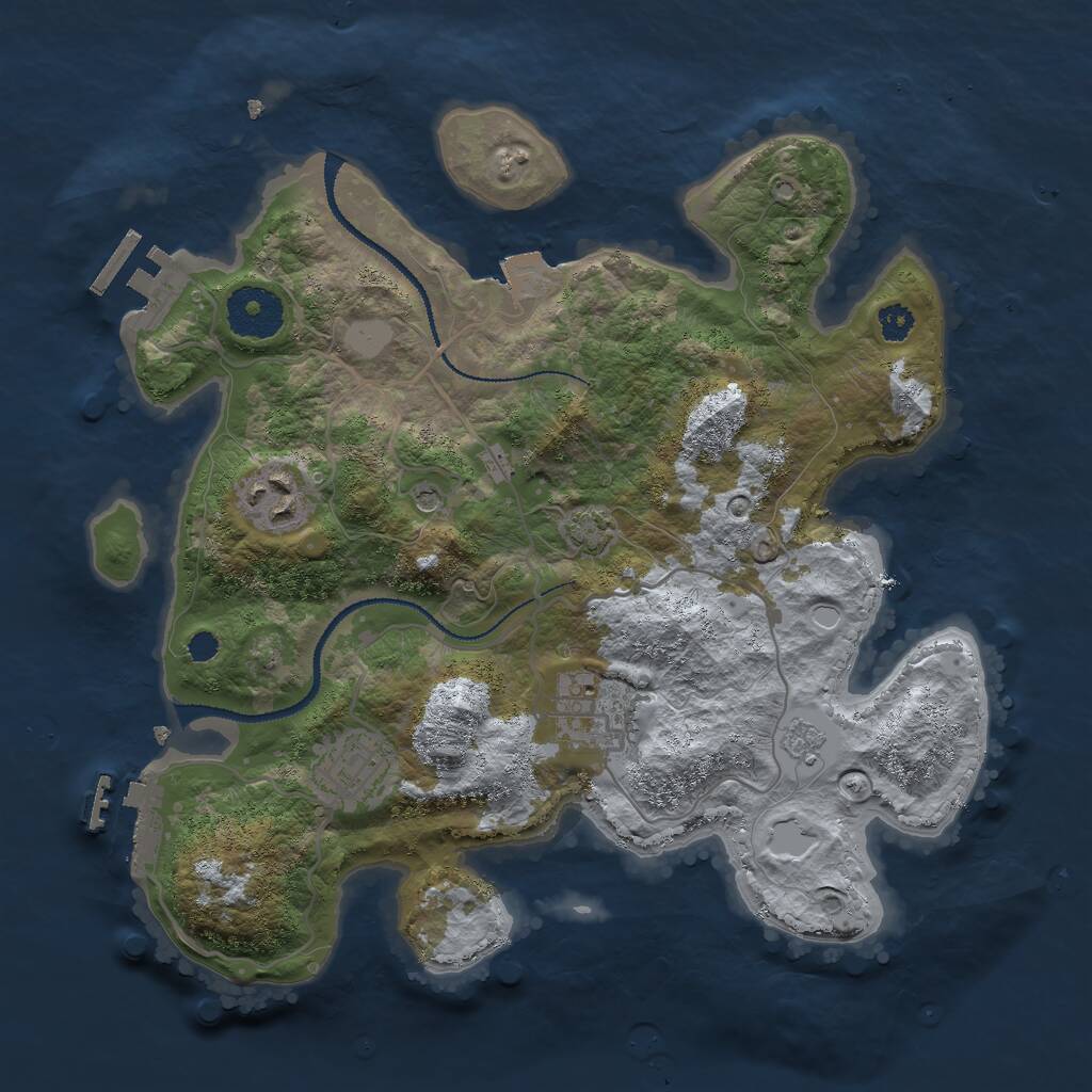 Rust Map: Procedural Map, Size: 3000, Seed: 29776, 9 Monuments