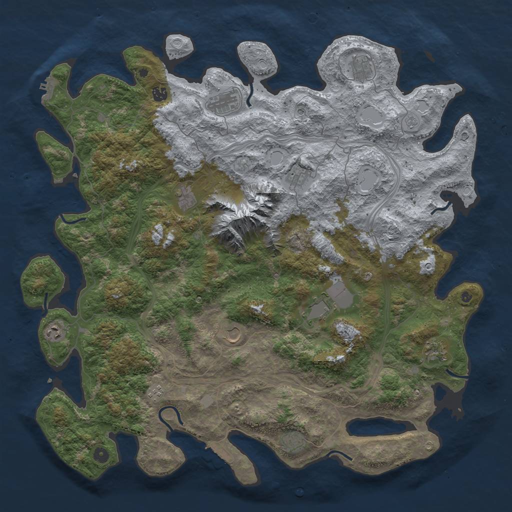 Rust Map: Procedural Map, Size: 5000, Seed: 5799, 18 Monuments