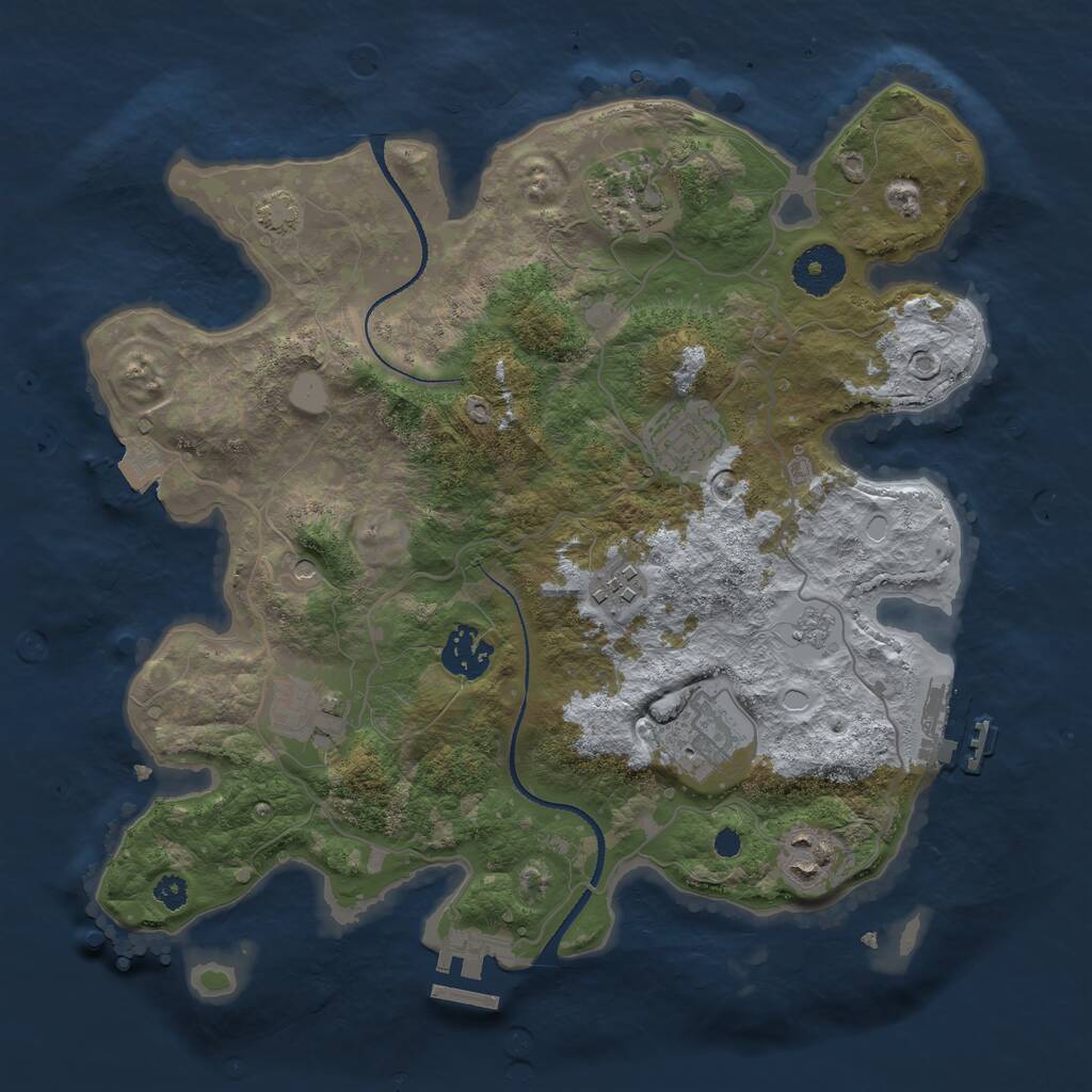 Rust Map: Procedural Map, Size: 3250, Seed: 485901236, 13 Monuments