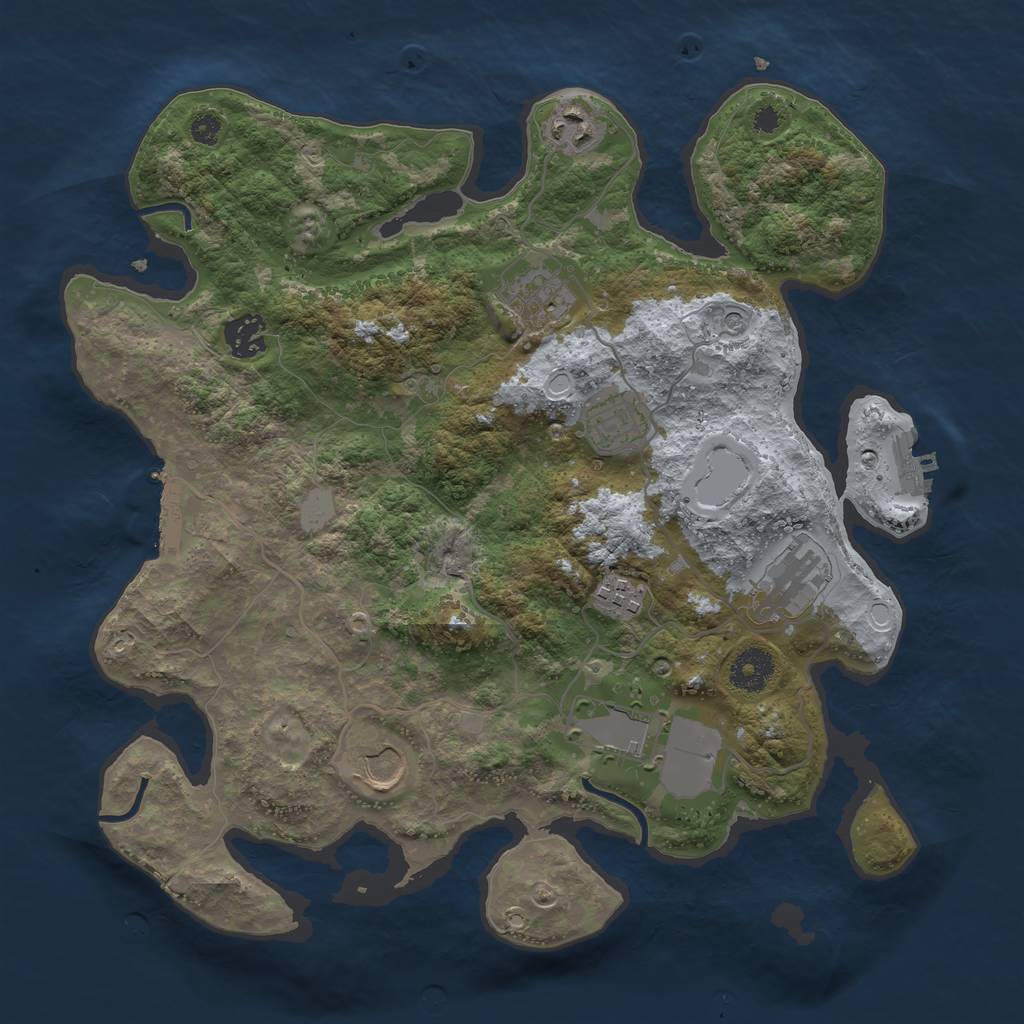 Rust Map: Procedural Map, Size: 3500, Seed: 1556440610, 14 Monuments