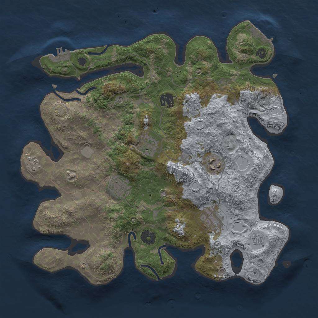 Rust Map: Procedural Map, Size: 3300, Seed: 55233325, 14 Monuments