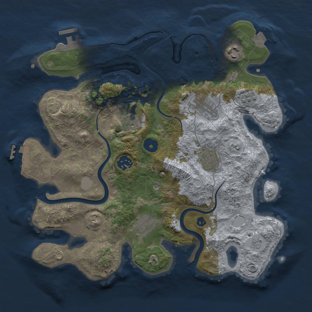 Rust Map: Procedural Map, Size: 3300, Seed: 55233325, 13 Monuments