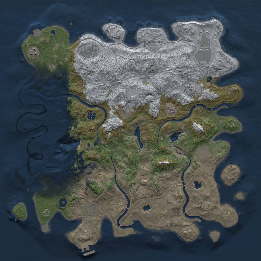 Rust Map: Procedural Map, Size: 4500, Seed: 842322488, 16 Monuments