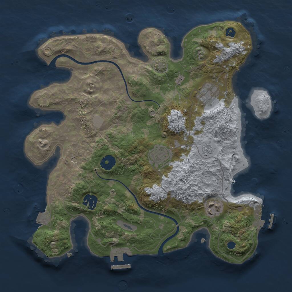Rust Map: Procedural Map, Size: 3000, Seed: 698814471, 10 Monuments