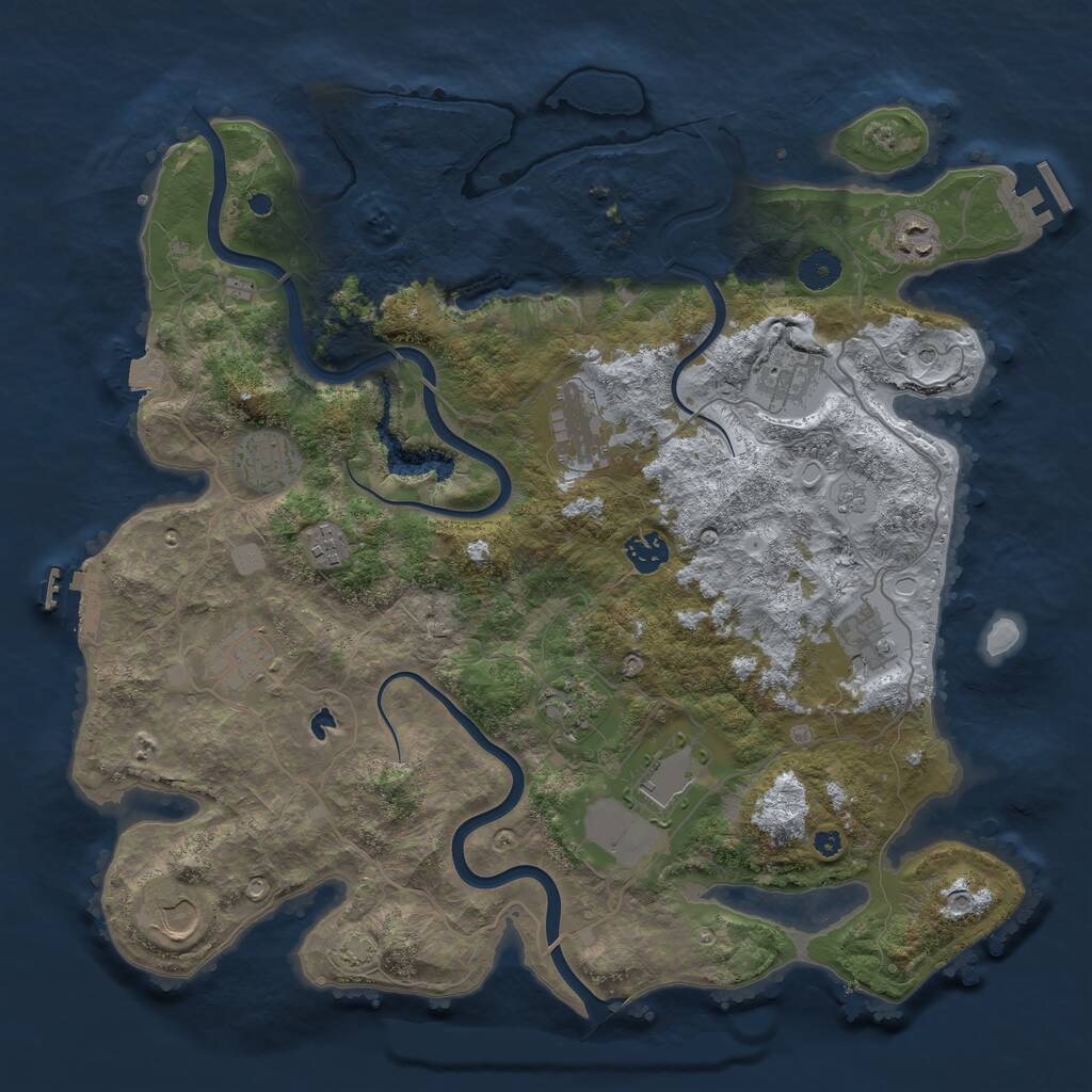Rust Map: Procedural Map, Size: 4000, Seed: 88949, 17 Monuments