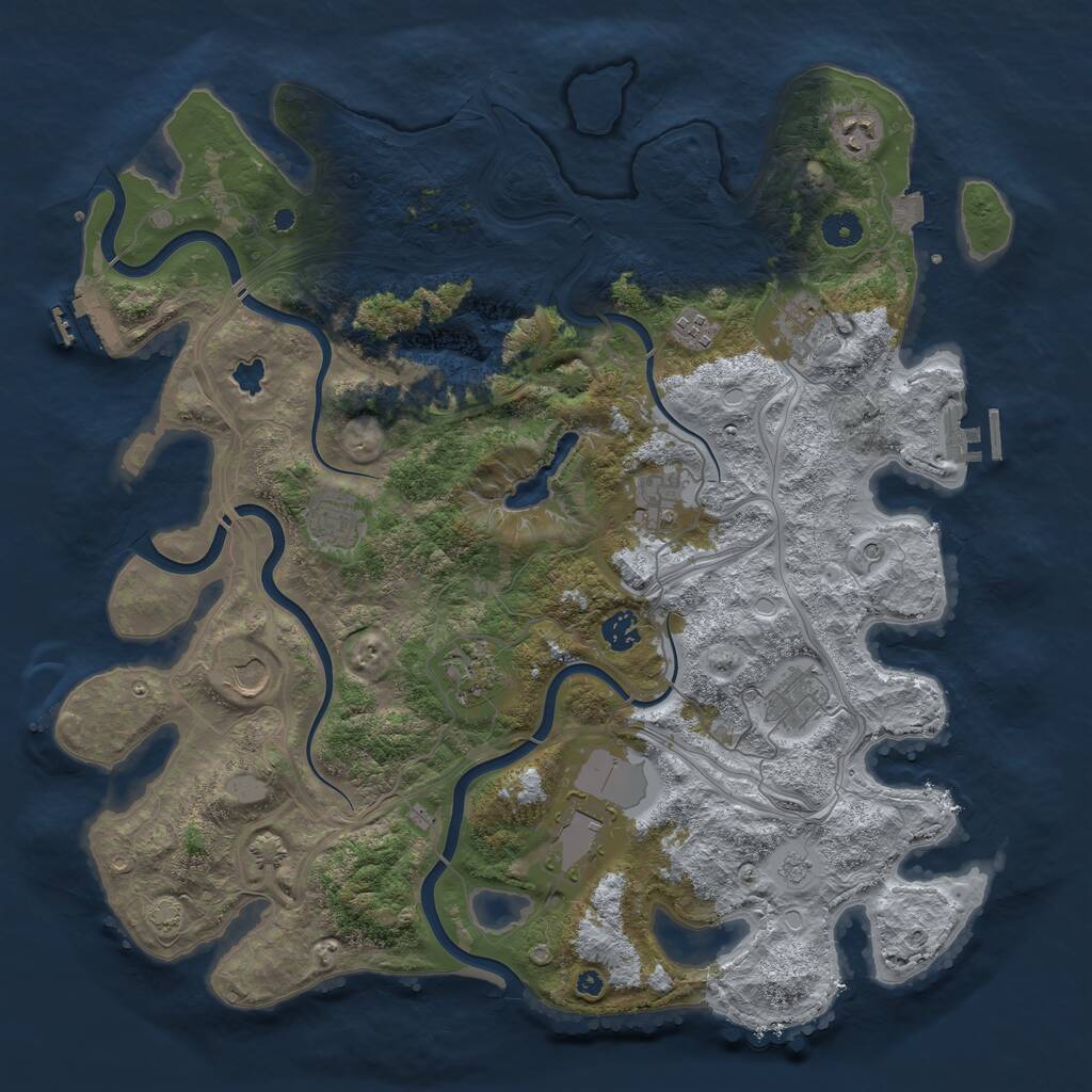 Rust Map: Procedural Map, Size: 4250, Seed: 19001, 16 Monuments