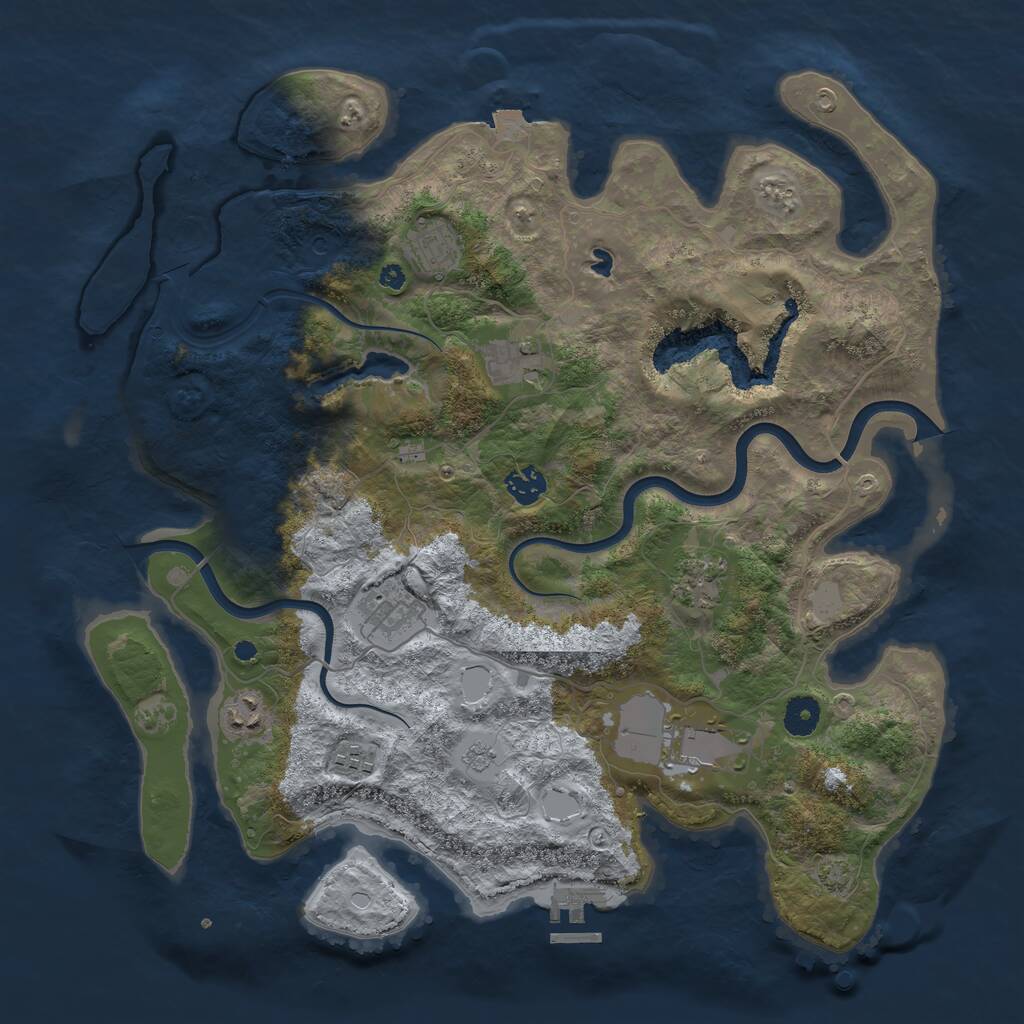 Rust Map: Procedural Map, Size: 4000, Seed: 359246010, 13 Monuments