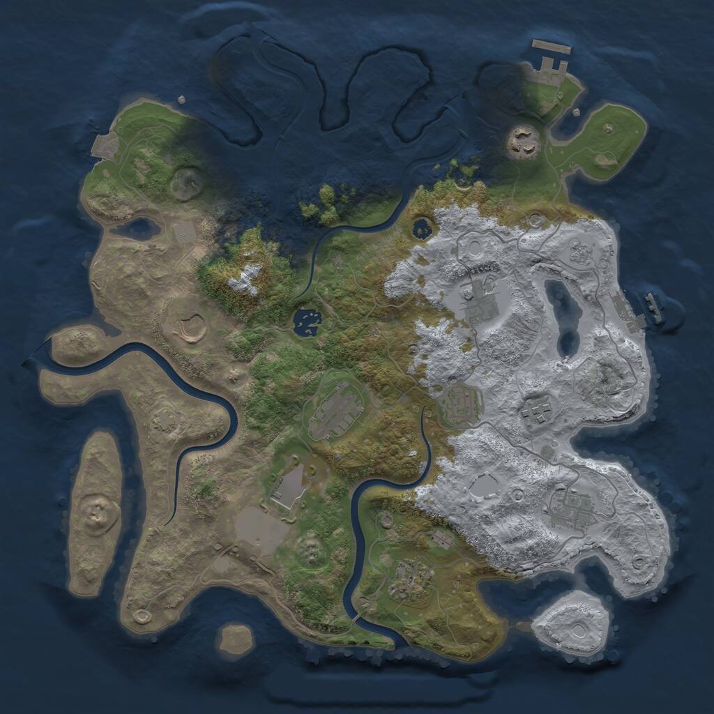 Rust Map: Procedural Map, Size: 3700, Seed: 312721773, 16 Monuments