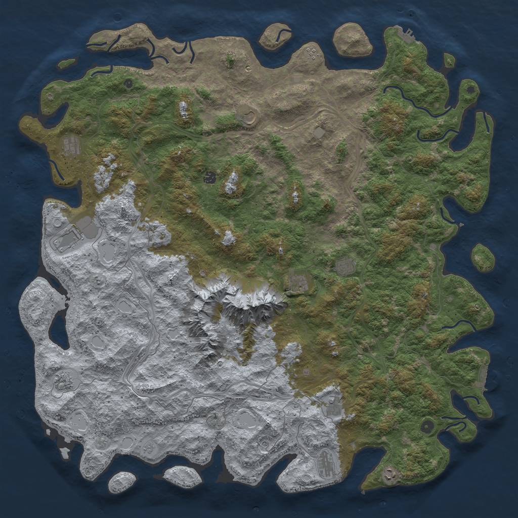 Rust Map: Procedural Map, Size: 6000, Seed: 183840299, 18 Monuments