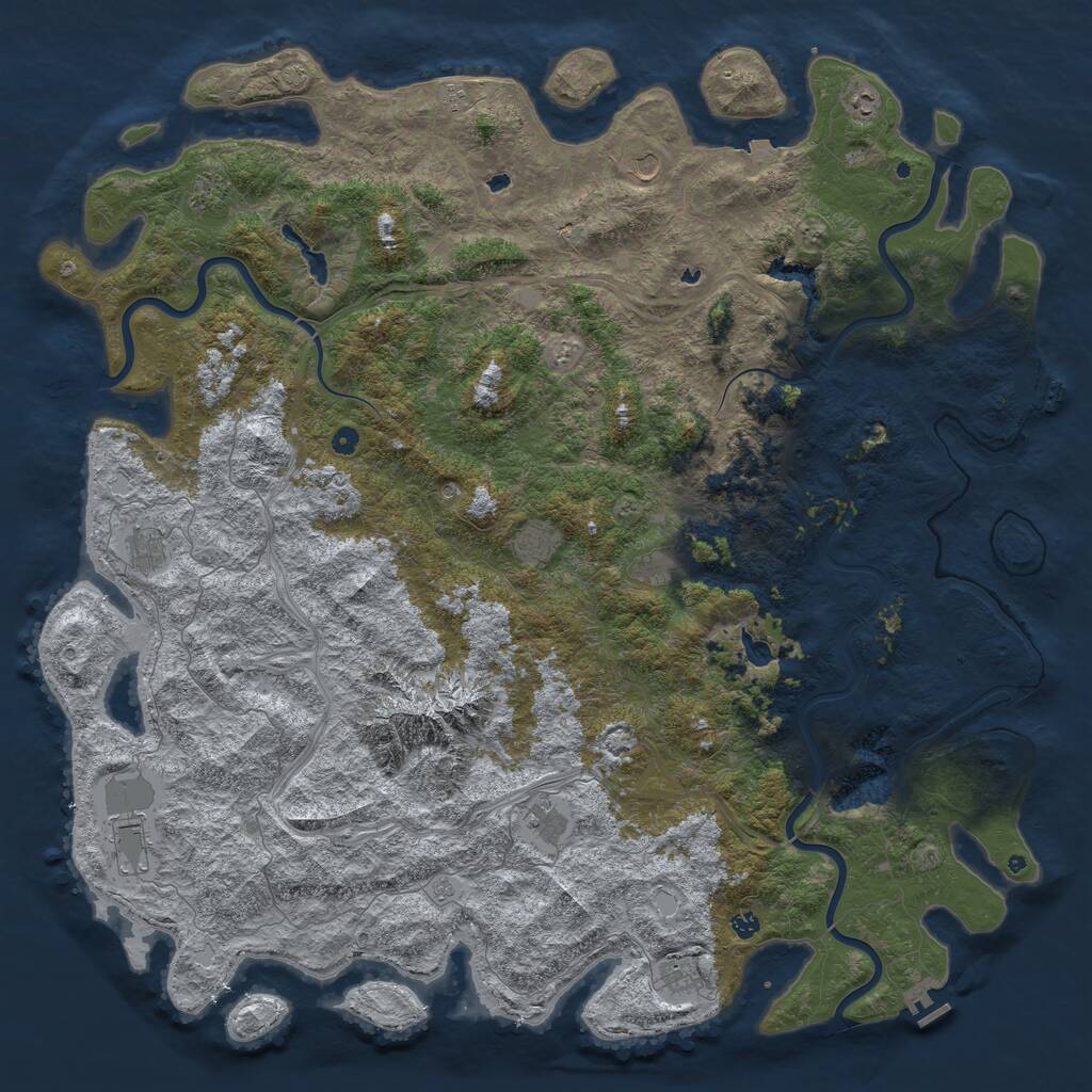 Rust Map: Procedural Map, Size: 6000, Seed: 183840299, 17 Monuments