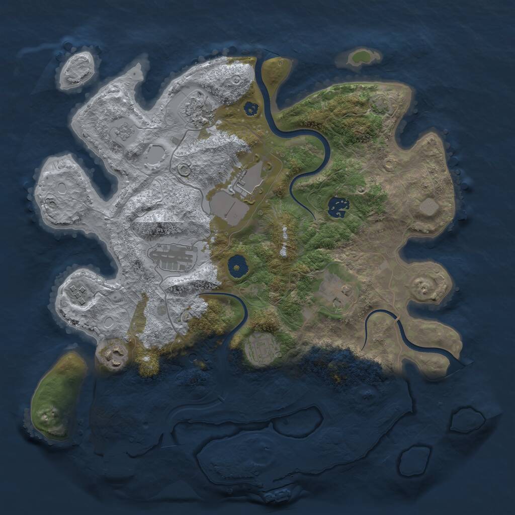 Rust Map: Procedural Map, Size: 3600, Seed: 332029084, 14 Monuments