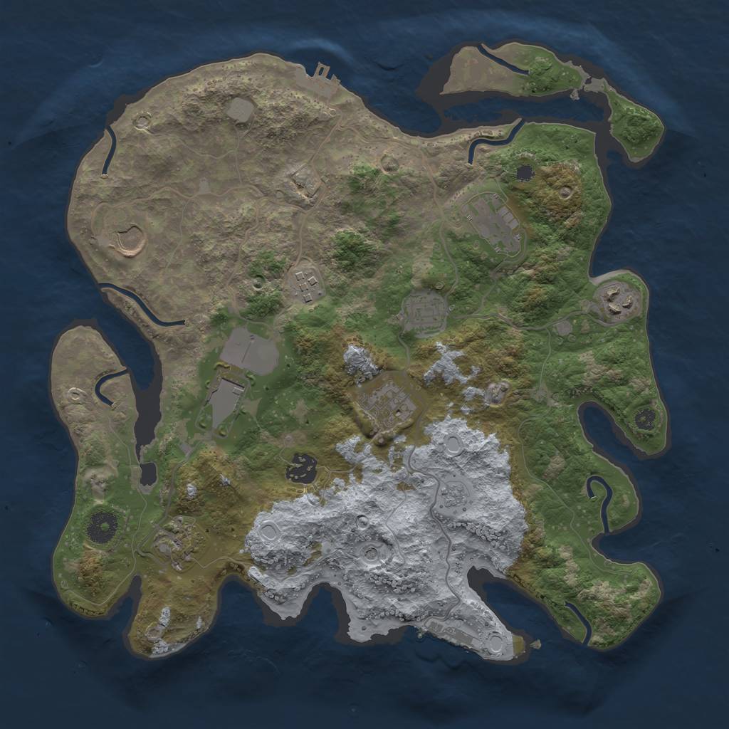 Rust Map: Procedural Map, Size: 3500, Seed: 1014212, 16 Monuments