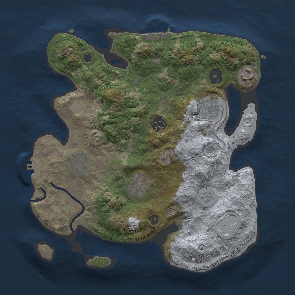 Rust Map: Procedural Map, Size: 3000, Seed: 27803, 12 Monuments