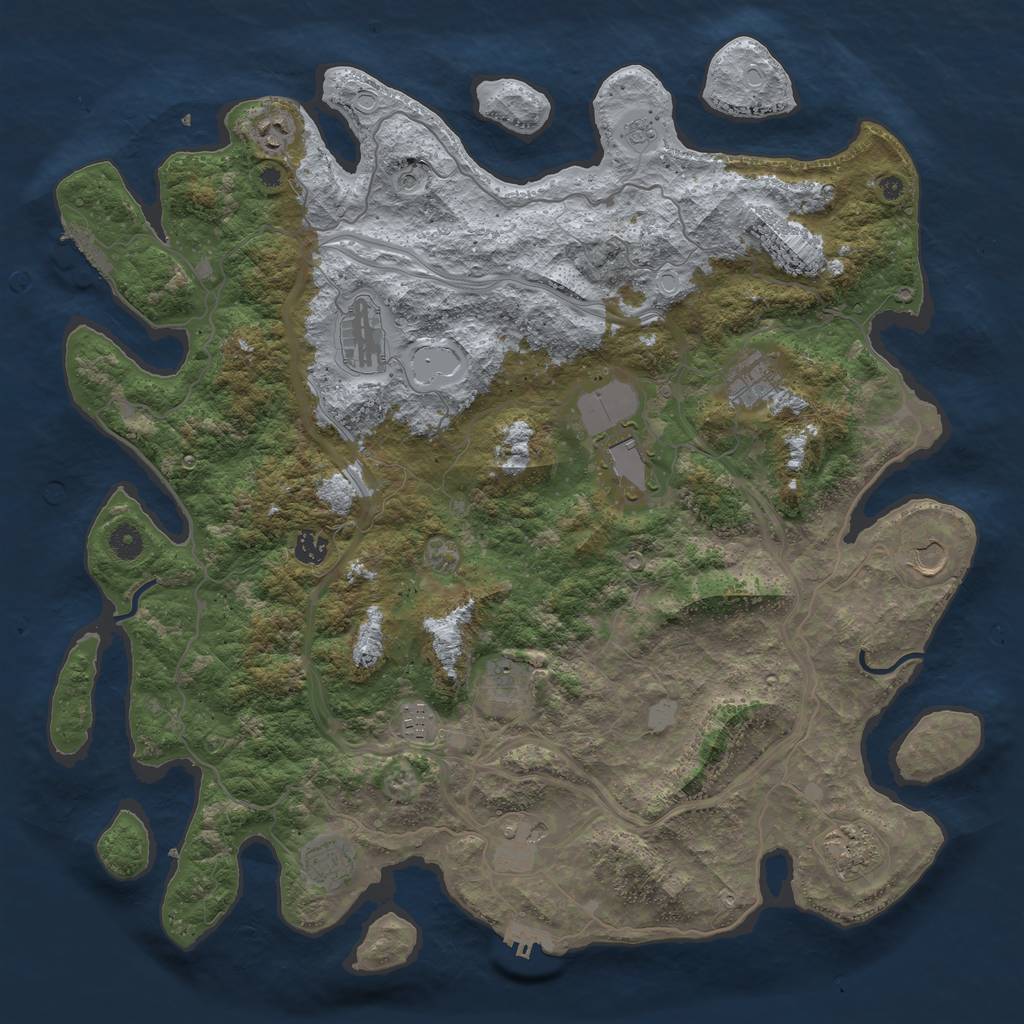 Rust Map: Procedural Map, Size: 4500, Seed: 102420, 18 Monuments