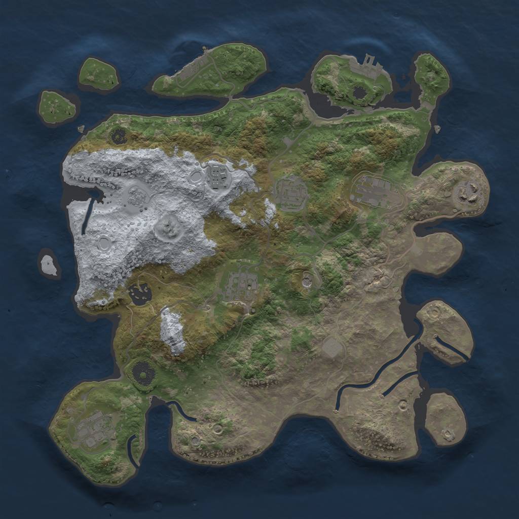 Rust Map: Procedural Map, Size: 3400, Seed: 596056641, 14 Monuments