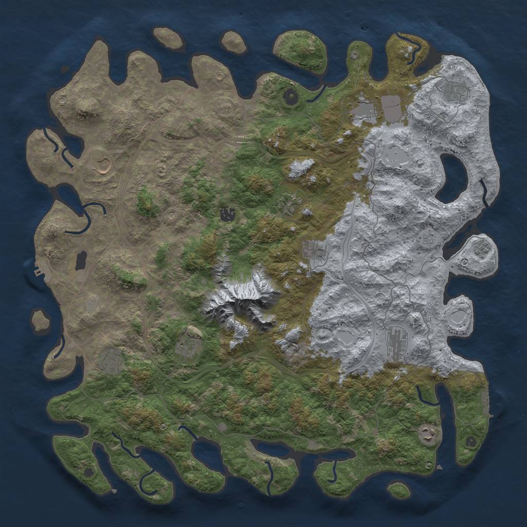 Rust Map: Procedural Map, Size: 5000, Seed: 7449, 18 Monuments