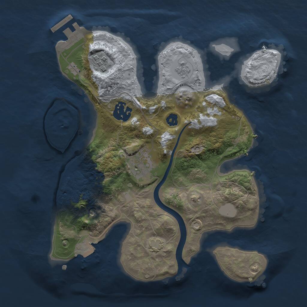 Rust Map: Procedural Map, Size: 2500, Seed: 473653179, 8 Monuments