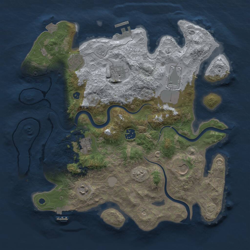 Rust Map: Procedural Map, Size: 3500, Seed: 644378938, 14 Monuments