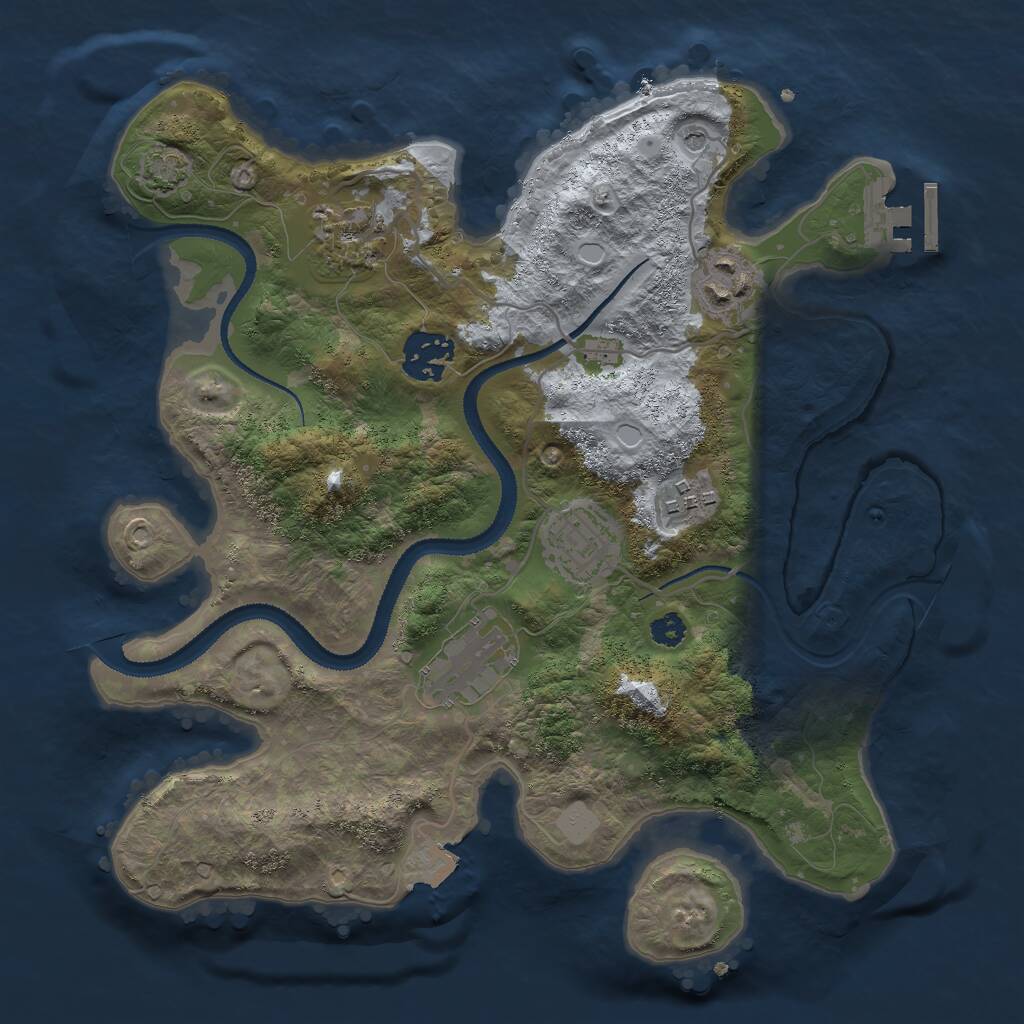 Rust Map: Procedural Map, Size: 3000, Seed: 8542, 10 Monuments