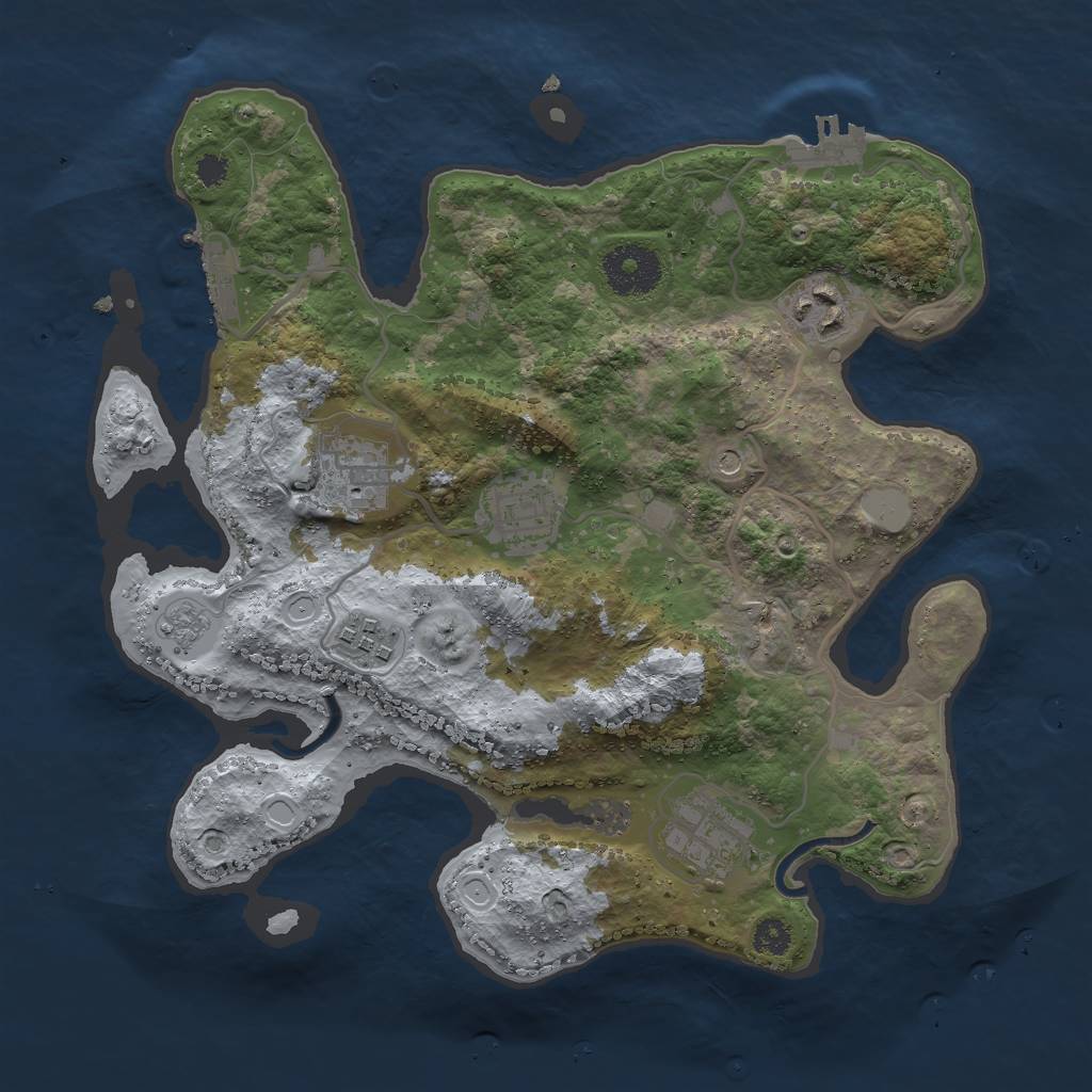 Rust Map: Procedural Map, Size: 3000, Seed: 12827, 12 Monuments