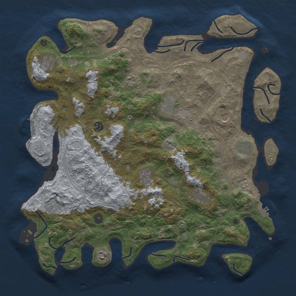 Rust Map: Procedural Map, Size: 4500, Seed: 555375550, 18 Monuments