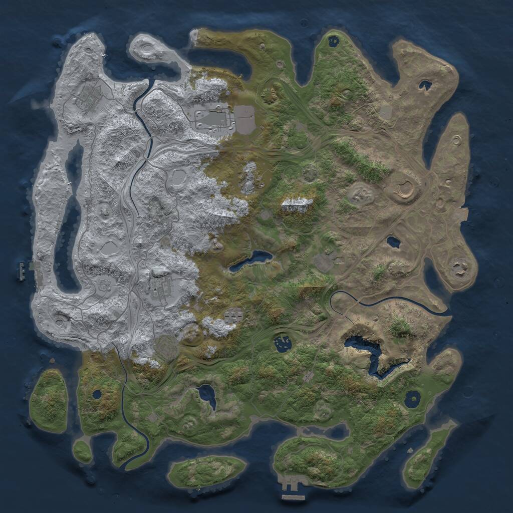 Rust Map: Procedural Map, Size: 4500, Seed: 2036567132, 16 Monuments
