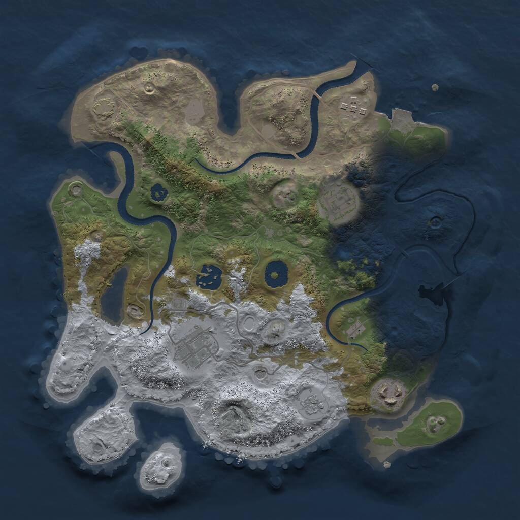 Rust Map: Procedural Map, Size: 3000, Seed: 16722, 9 Monuments