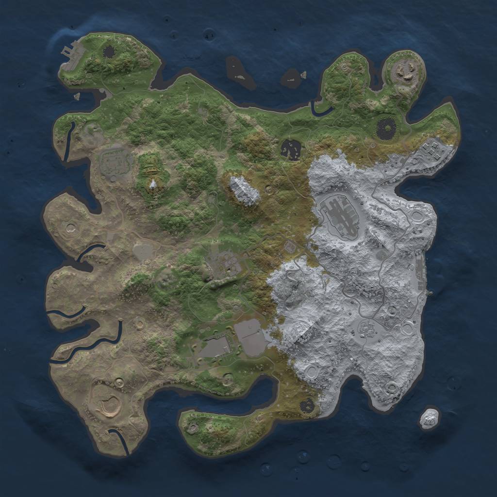 Rust Map: Procedural Map, Size: 3500, Seed: 765950774, 15 Monuments