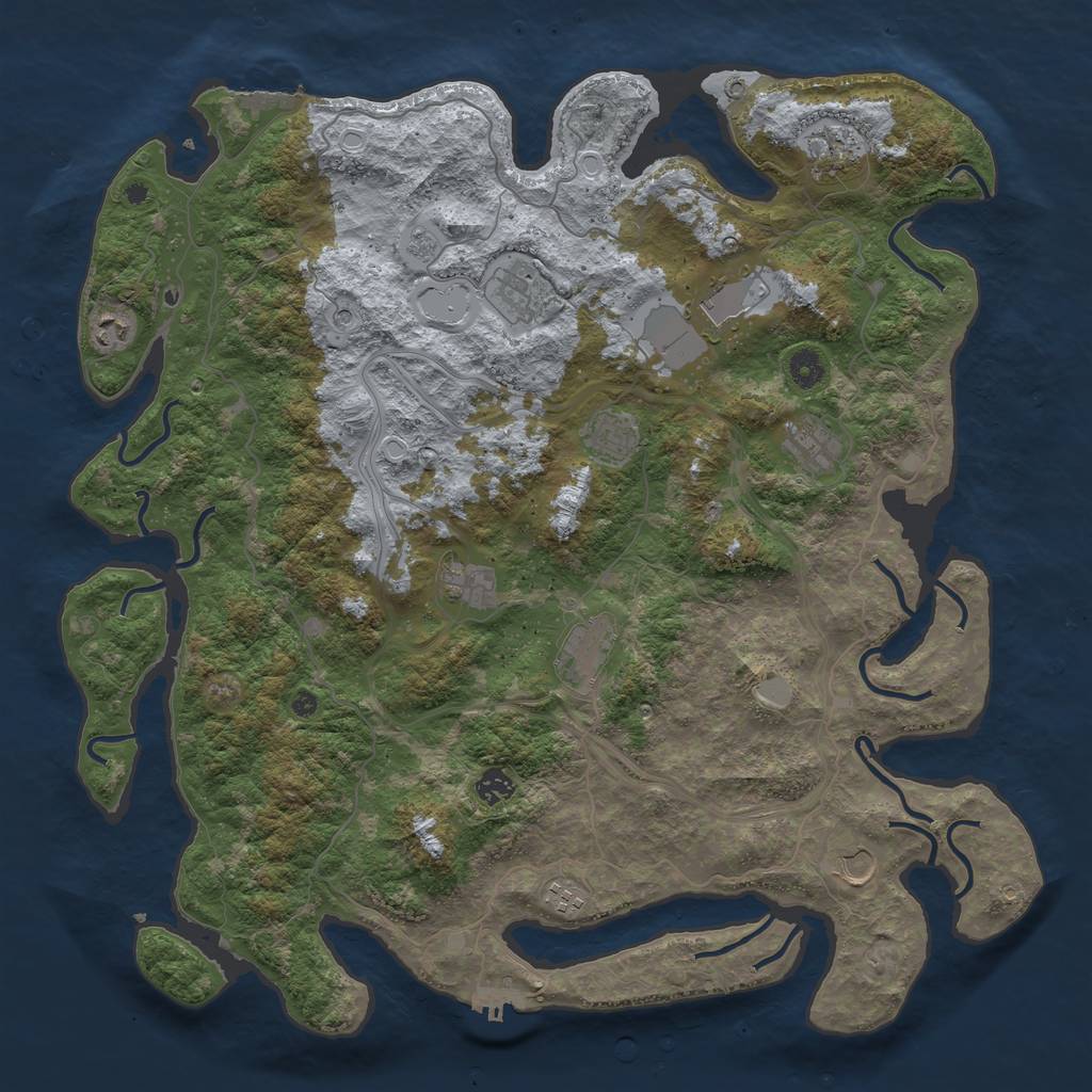 Rust Map: Procedural Map, Size: 4500, Seed: 9543376, 18 Monuments