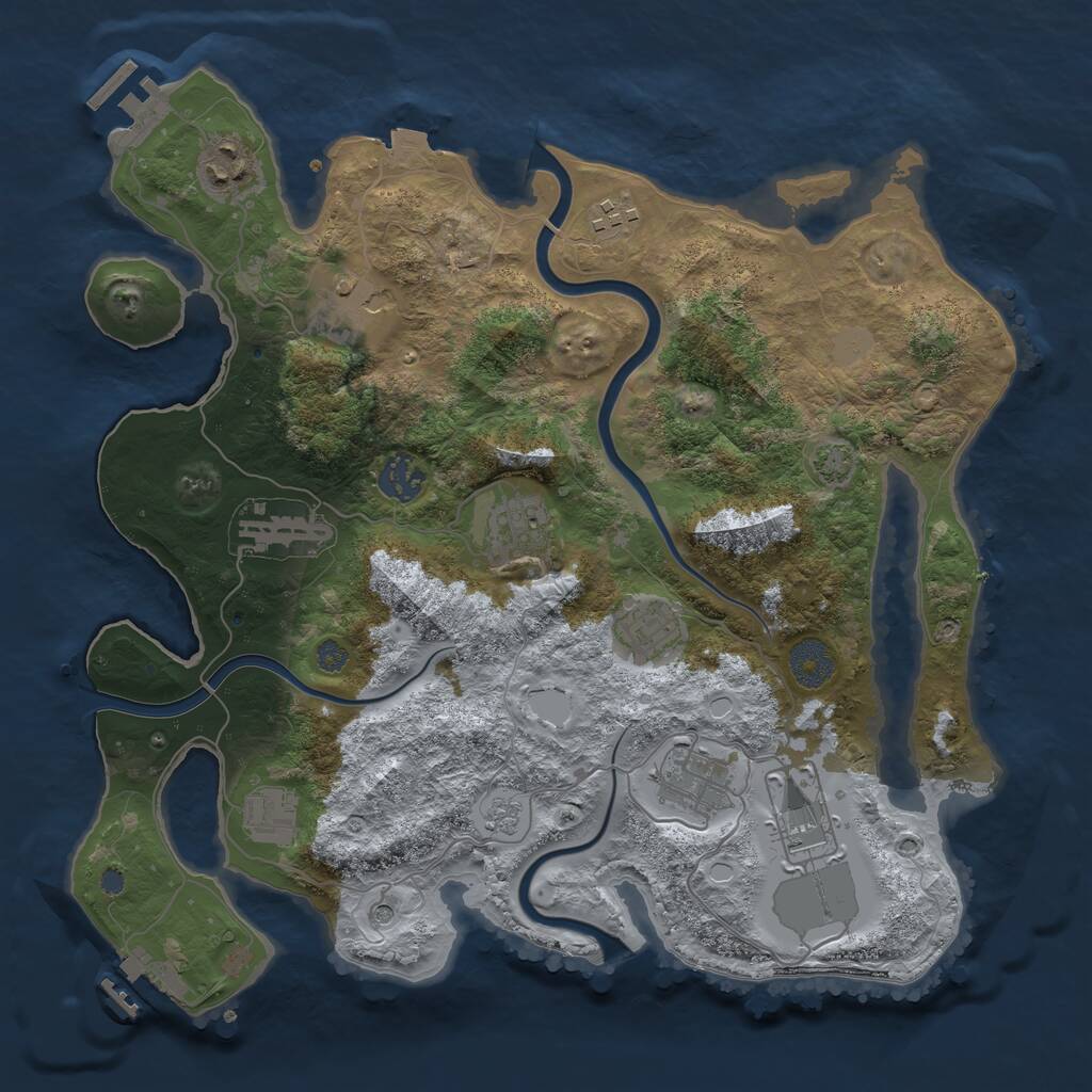 Rust Map: Procedural Map, Size: 3500, Seed: 449, 17 Monuments