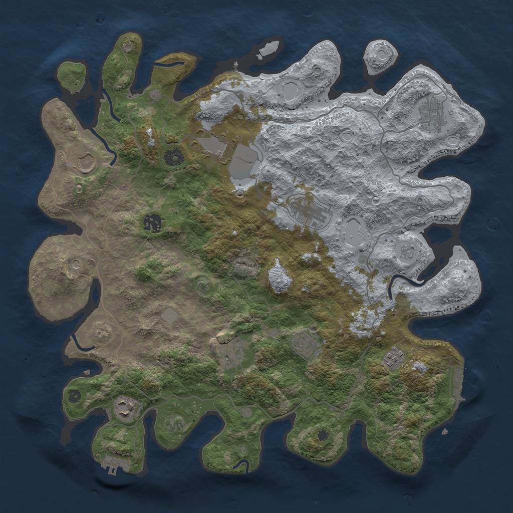 Rust Map: Procedural Map, Size: 4000, Seed: 66777, 16 Monuments