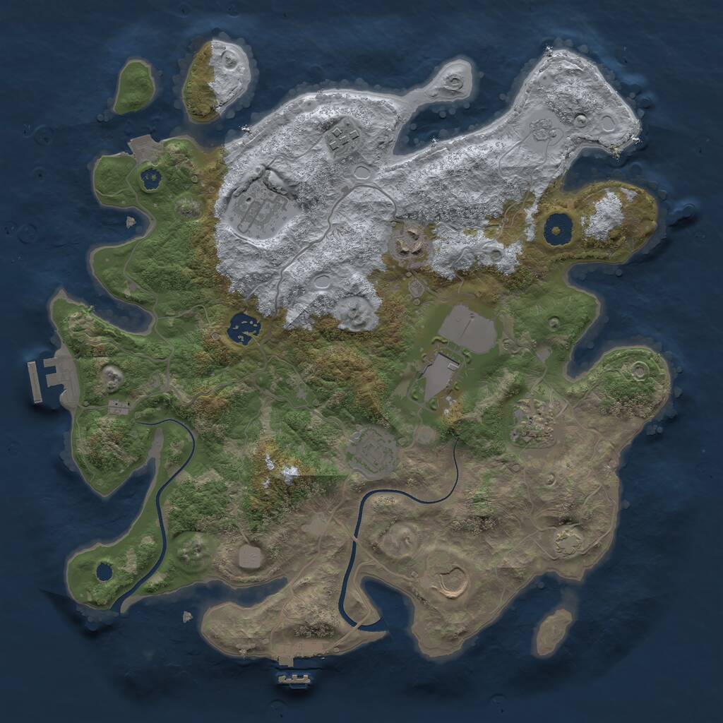 Rust Map: Procedural Map, Size: 3500, Seed: 13392527, 13 Monuments